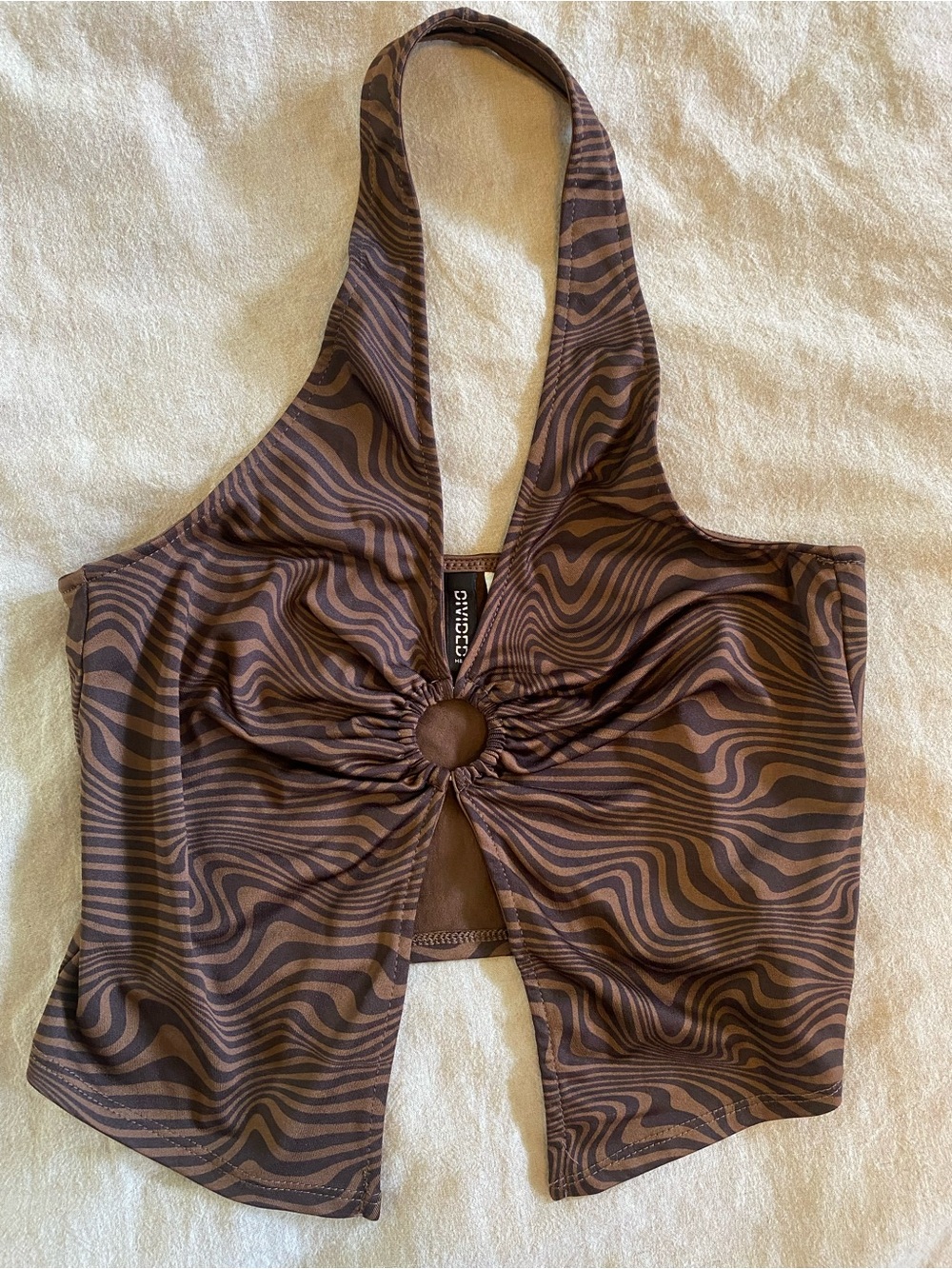 H&M Brown Swirl Halter Crop Top